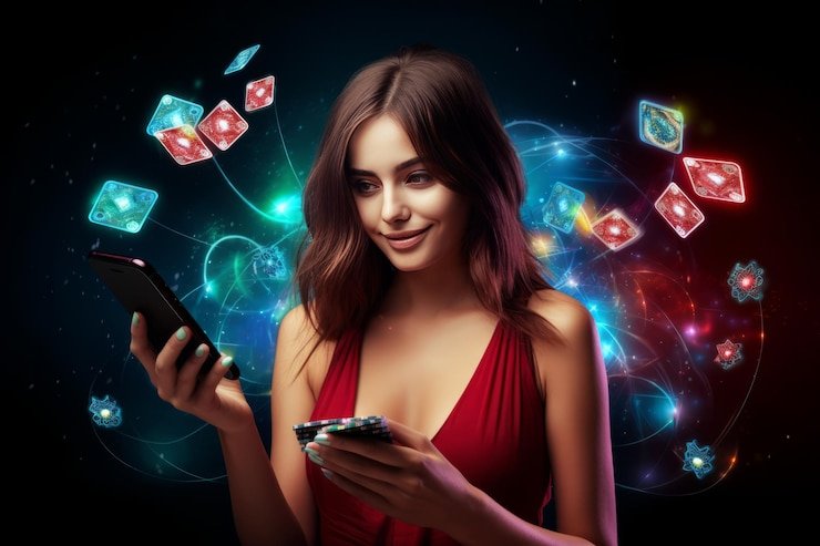 Pengguna menikmati permainan pada perangkat mobile dengan tampilan responsif